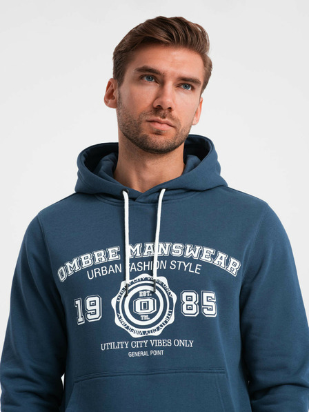 Ombre Clothing Herren Känguru bedrucktes Sweatshirt Ombre Kleidung