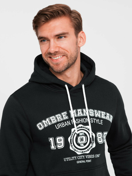Ombre Clothing Herren Känguru bedrucktes Sweatshirt Ombre Kleidung