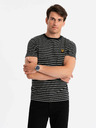 Ombre Clothing Gestreiftes Herren-T-Shirt mit Aufnäher Ombre Clothing
