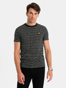 Ombre Clothing Gestreiftes Herren-T-Shirt mit Aufnäher Ombre Clothing