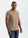 Ombre Clothing Gestreiftes Herren-T-Shirt mit Aufnäher Ombre Clothing