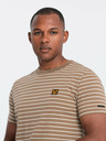 Ombre Clothing Gestreiftes Herren-T-Shirt mit Aufnäher Ombre Clothing