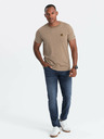Ombre Clothing Gestreiftes Herren-T-Shirt mit Aufnäher Ombre Clothing