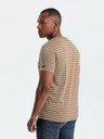 Ombre Clothing Gestreiftes Herren-T-Shirt mit Aufnäher Ombre Clothing