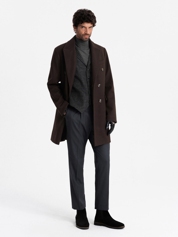 Ombre Clothing Zweireihiger Herrenmantel Ombre Clothing