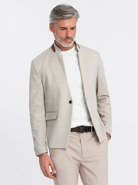 Ombre Clothing Ombre Clothing hellbraune Herrenjacke mit Stehkragen