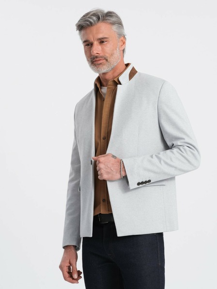 Ombre Clothing Ombre Clothing hellbraune Herrenjacke mit Stehkragen