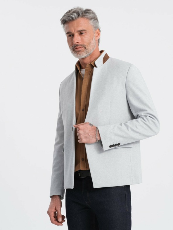 Ombre Clothing Ombre Clothing hellbraune Herrenjacke mit Stehkragen