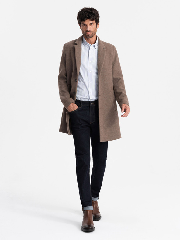 Ombre Clothing Eleganter einreihiger Herrenmantel aus Wollgemisch Ombre Clothing V1 OM-COWC-0114