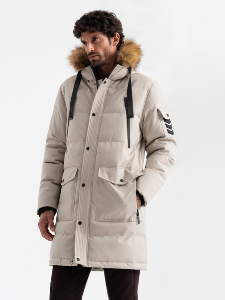Ombre Clothing Lange Herren-Parka-Jacke mit Kapuze Ombre Clothing