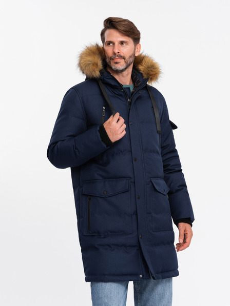 Ombre Clothing Lange Herren-Parka-Jacke mit Kapuze Ombre Clothing