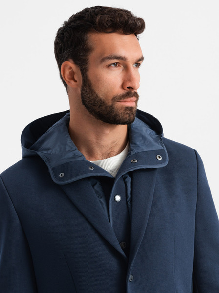 Ombre Clothing Herren Kapuzenjacke mit hohem Kragen dunkelblau Ombre Clothing