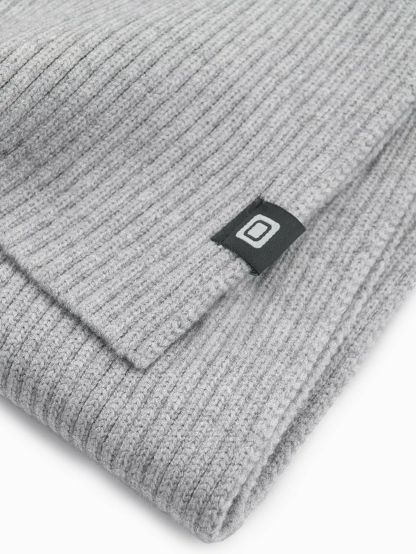 Ombre Clothing Herrenschal einfarbig gestrickt gerippt grau Ombre Clothing