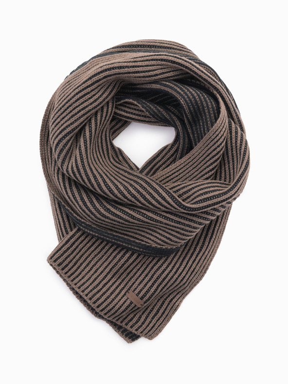 Ombre Clothing Herren-Strickschal mit zweifarbigen Streifen braun und schwarz Ombre Clothing