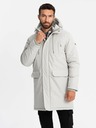 Ombre Clothing Lange klassische Herren-Parka-Jacke creme Ombre Clothing
