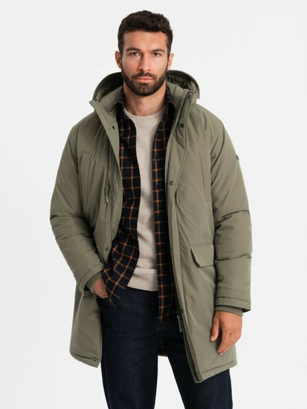 Ombre Clothing Klassische lange Herren-Parka-Jacke oliv Ombre Clothing