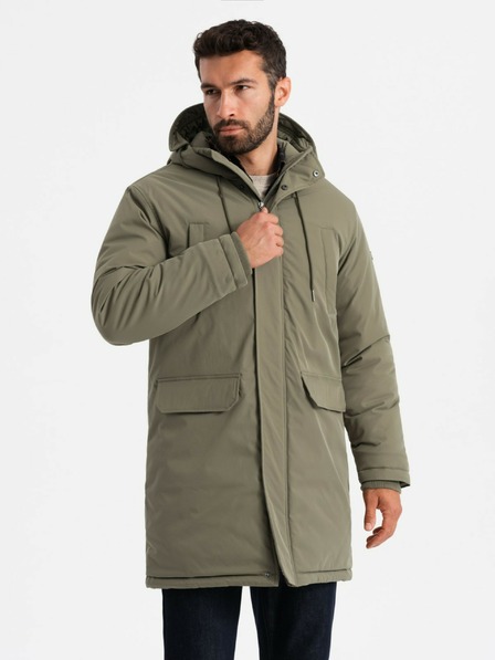 Ombre Clothing Klassische lange Herren-Parka-Jacke oliv Ombre Clothing
