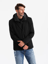 Ombre Clothing Herrenjacke mit hohem Kragen und Kapuze schwarz Ombre Clothing