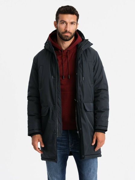 Ombre Clothing Klassische lange Herren-Parka-Jacke schwarz Ombre Clothing