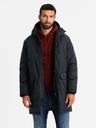 Ombre Clothing Klassische lange Herren-Parka-Jacke schwarz Ombre Clothing
