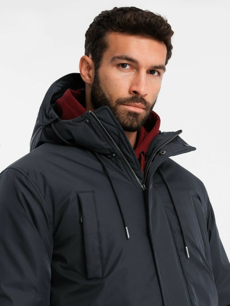 Ombre Clothing Klassische lange Herren-Parka-Jacke schwarz Ombre Clothing