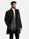Ombre Clothing Herrenmantel mit hohem Kragen und asymmetrischem Verschluss schwarz Ombre Clothing