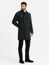 Ombre Clothing Herrenmantel mit hohem Kragen und asymmetrischem Verschluss schwarz Ombre Clothing