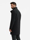 Ombre Clothing Herrenmantel mit hohem Kragen und asymmetrischem Verschluss schwarz Ombre Clothing