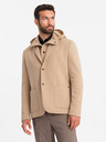 Ombre Clothing Herrenjacke mit hohem Kragen und Kapuze Hellbraun Ombre Kleidung