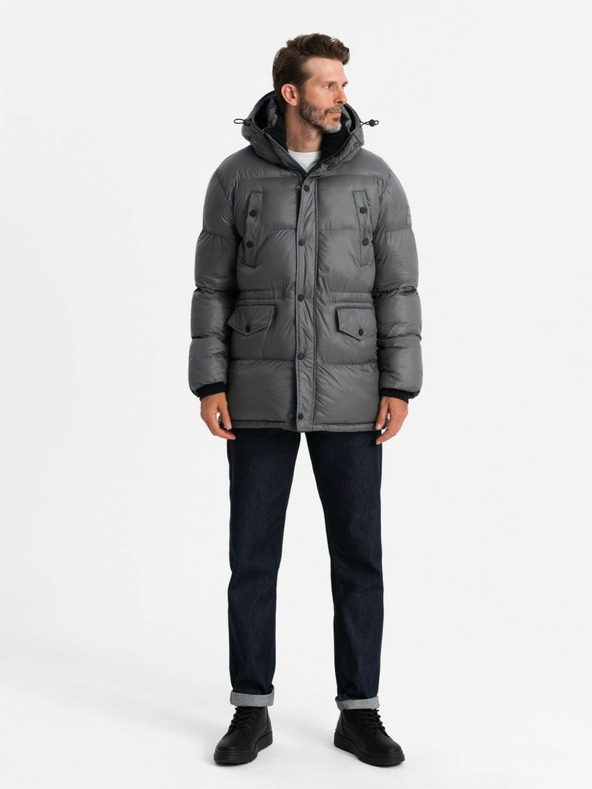 Ombre Clothing Lange Herrenjacke mit Taschen Ombre Clothing