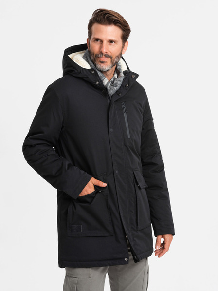 Ombre Clothing Lange Parka-Jacke für Herren Ombre Clothing