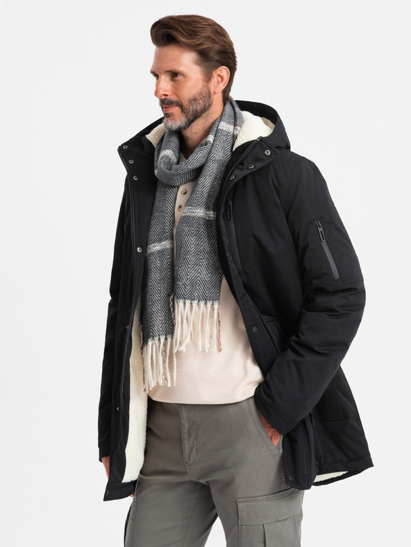 Ombre Clothing Lange Parka-Jacke für Herren Ombre Clothing