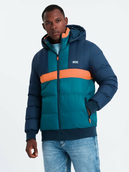 Ombre Clothing Herren-Retro-Sportjacke in Dunkelblau und Orange Ombre Clothing