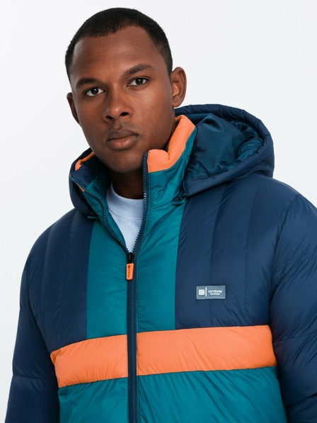 Ombre Clothing Herren-Retro-Sportjacke in Dunkelblau und Orange Ombre Clothing