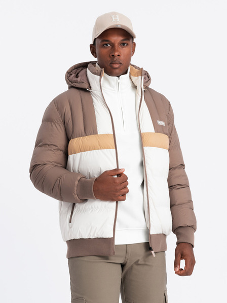 Ombre Clothing Bunte Retro-Sportjacke für Herren beige und weiß Ombre Clothing