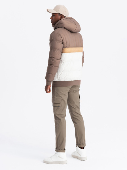 Ombre Clothing Bunte Retro-Sportjacke für Herren beige und weiß Ombre Clothing