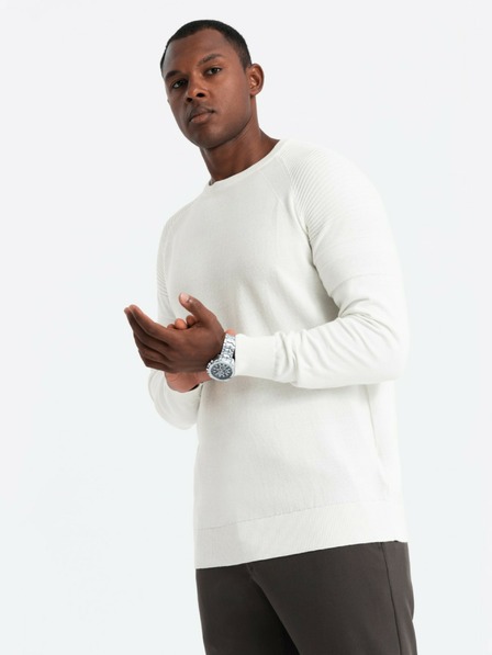 Ombre Clothing Herren Raglan-Pullover mit gerippten Ärmeln Weiß Ombre Kleidung