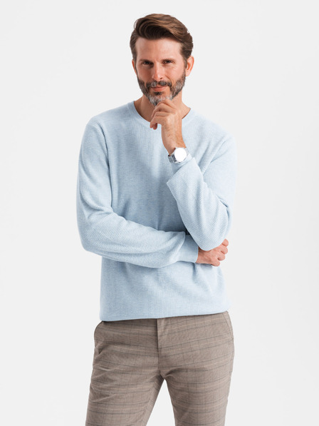 Ombre Clothing Herren Melange strukturierter Strickpullover blau Ombre Kleidung