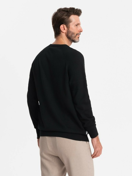 Ombre Clothing Herren Raglan-Pullover mit gerippten Ärmeln Schwarz Ombre Kleidung