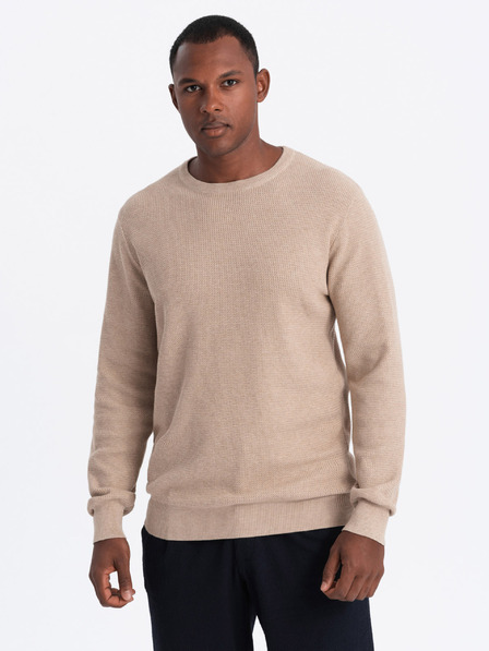 Ombre Clothing Herren Melange strukturierter Strickpullover sand Ombre Kleidung