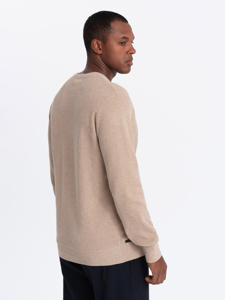 Ombre Clothing Herren Melange strukturierter Strickpullover sand Ombre Kleidung