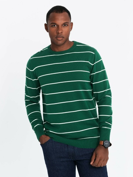 Ombre Clothing Herren Pullover mit Querstreifen grün Ombre Clothing