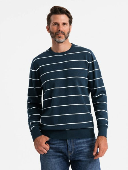 Ombre Clothing Herren Freizeitpullover mit Querstreifen dunkelblau Ombre Clothing