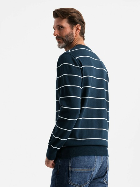 Ombre Clothing Herren Freizeitpullover mit Querstreifen dunkelblau Ombre Clothing