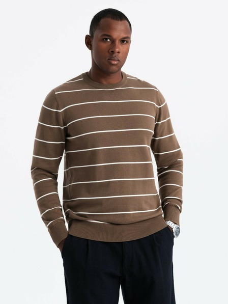 Ombre Clothing Herren Pullover mit horizontalen Streifen braun Ombre Clothing