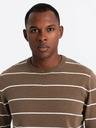 Ombre Clothing Herren Pullover mit horizontalen Streifen braun Ombre Clothing