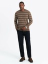 Ombre Clothing Herren Pullover mit horizontalen Streifen braun Ombre Clothing