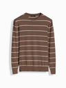 Ombre Clothing Herren Pullover mit horizontalen Streifen braun Ombre Clothing