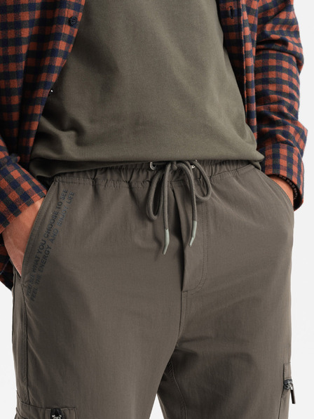 Ombre Clothing Herren Jogginghose mit Taschen und Druck dunkel olivgrün Ombre Kleidung