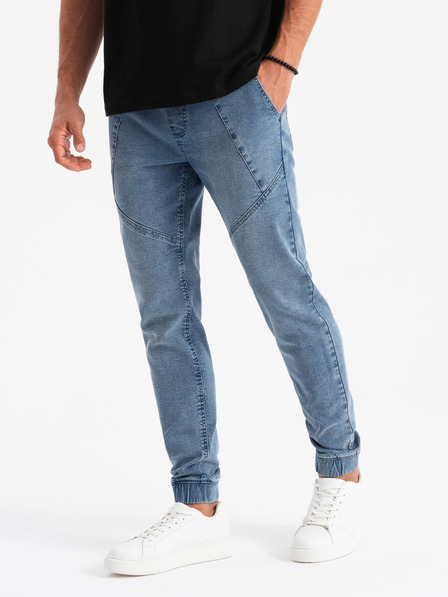 Ombre Clothing Herren Jeans-Trainingshose mit asymmetrischen Nähten blau Ombre Clothing